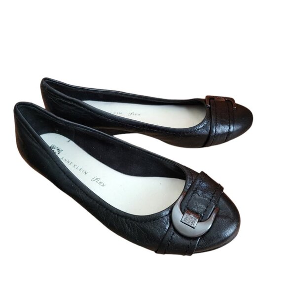 Anne Klein Shoes Woman's Black Leather Upper Balance Size 7.5 Ballet Flat - Picture 13 of 13